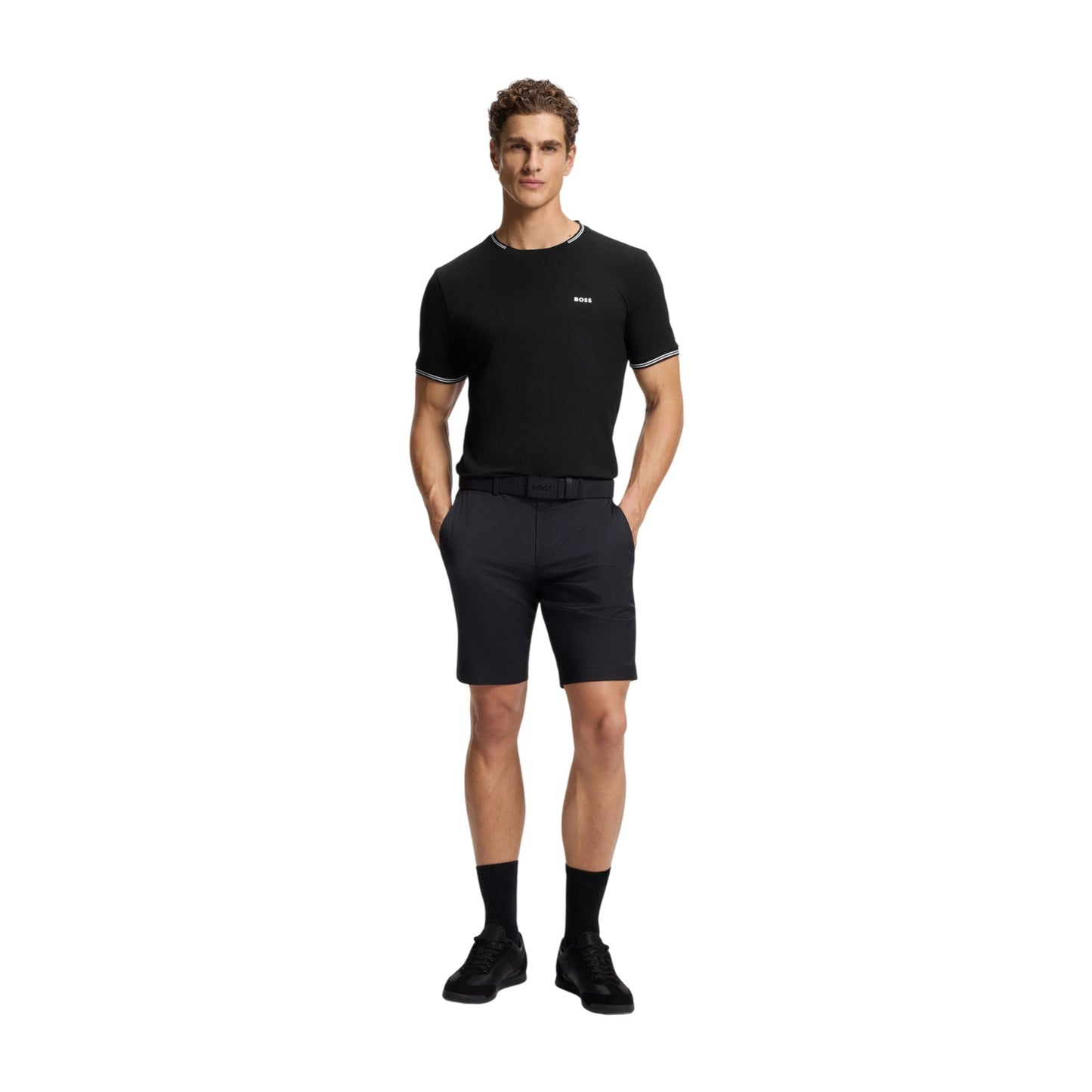 Black - Side - Boss Mens Hbg Taul Cotton Regular T-Shirt
