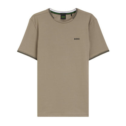 Beige - Front - Boss Mens Hbg Taul Cotton Regular T-Shirt