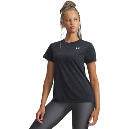 Black - Front - Under Armour Womens-Ladies Tech Textured T-Shirt
