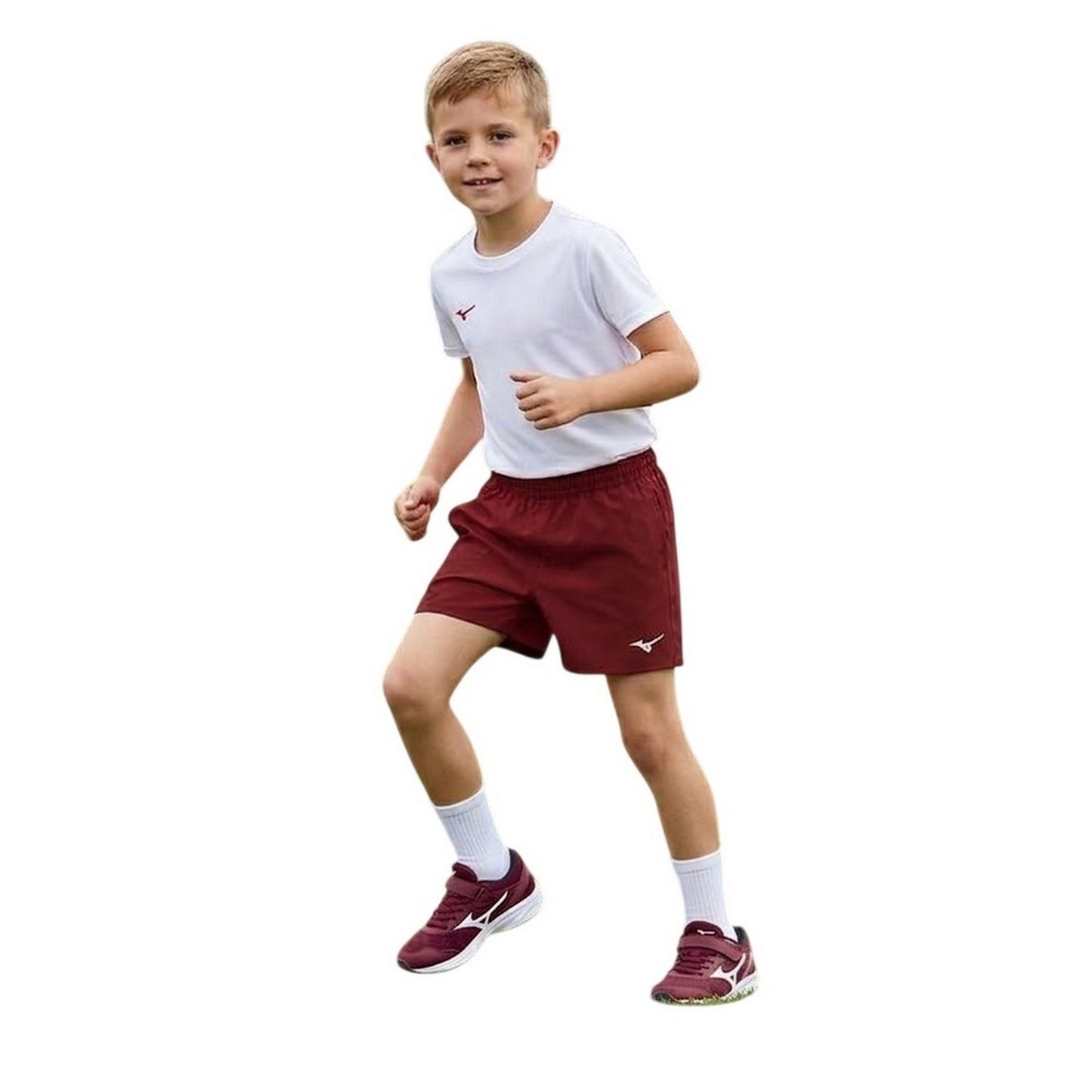 Burgundy - Back - Mizuno Childrens-Kids Authentic Logo Shorts