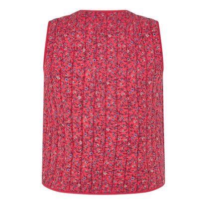 Red - Back - Nobody´s Child Womens-Ladies Floral Pattern Quilted Front Tie Gilet