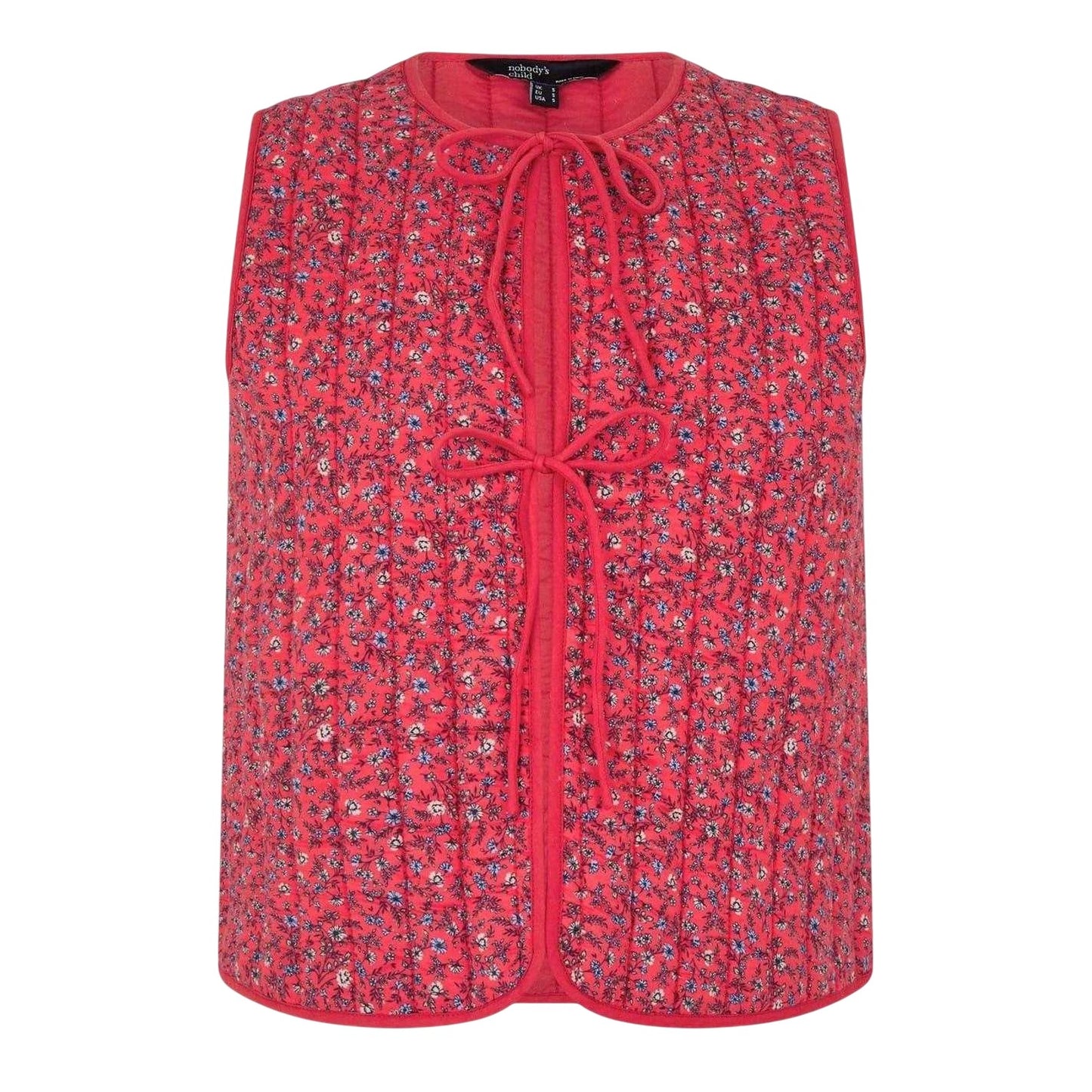 Red - Front - Nobody´s Child Womens-Ladies Floral Pattern Quilted Front Tie Gilet