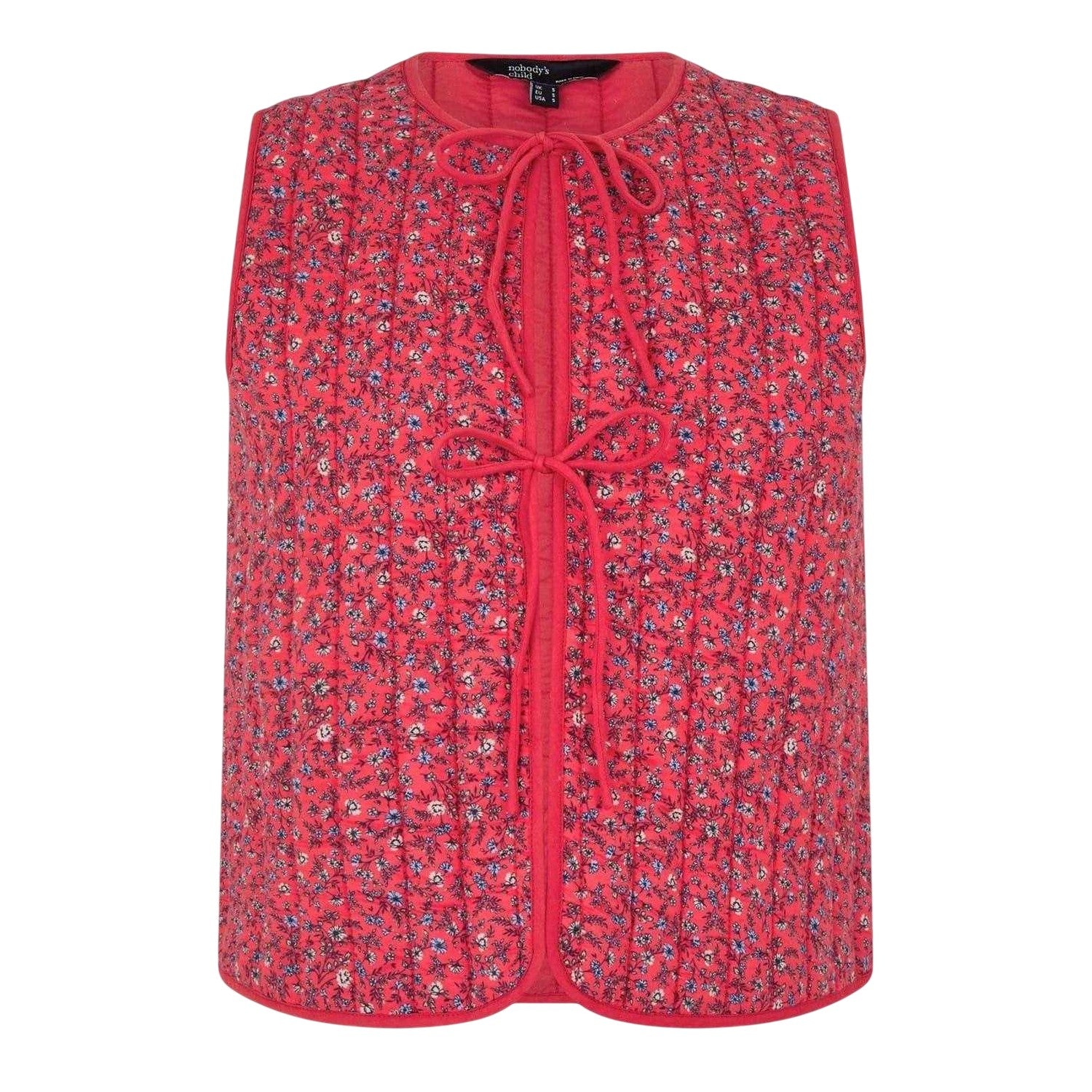 Red - Front - Nobody´s Child Womens-Ladies Floral Pattern Quilted Front Tie Gilet