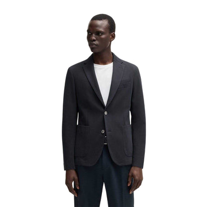 Dark Blue - Pack Shot - Boss Mens Textured Notch Neck Blazer
