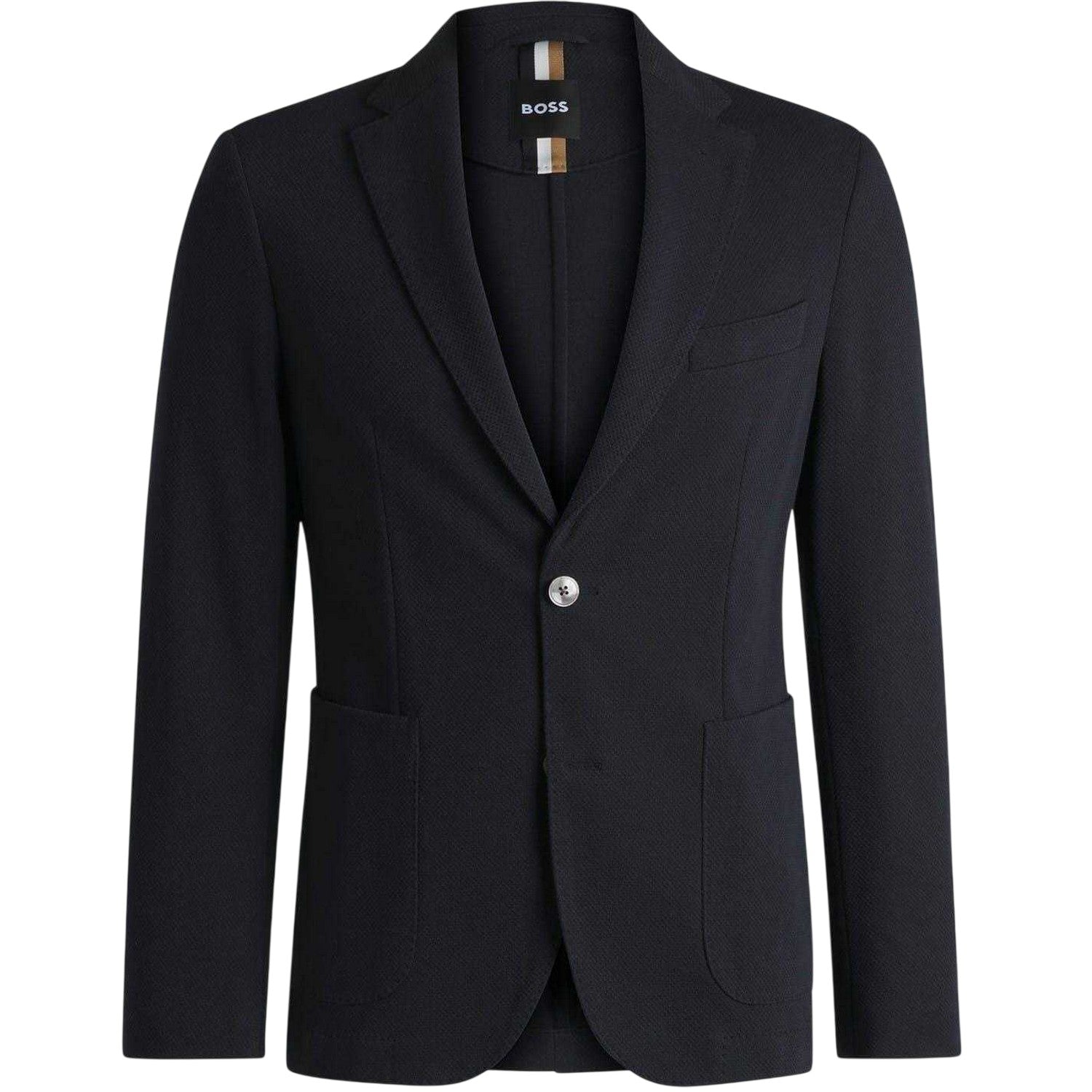 Dark Blue - Front - Boss Mens Textured Notch Neck Blazer
