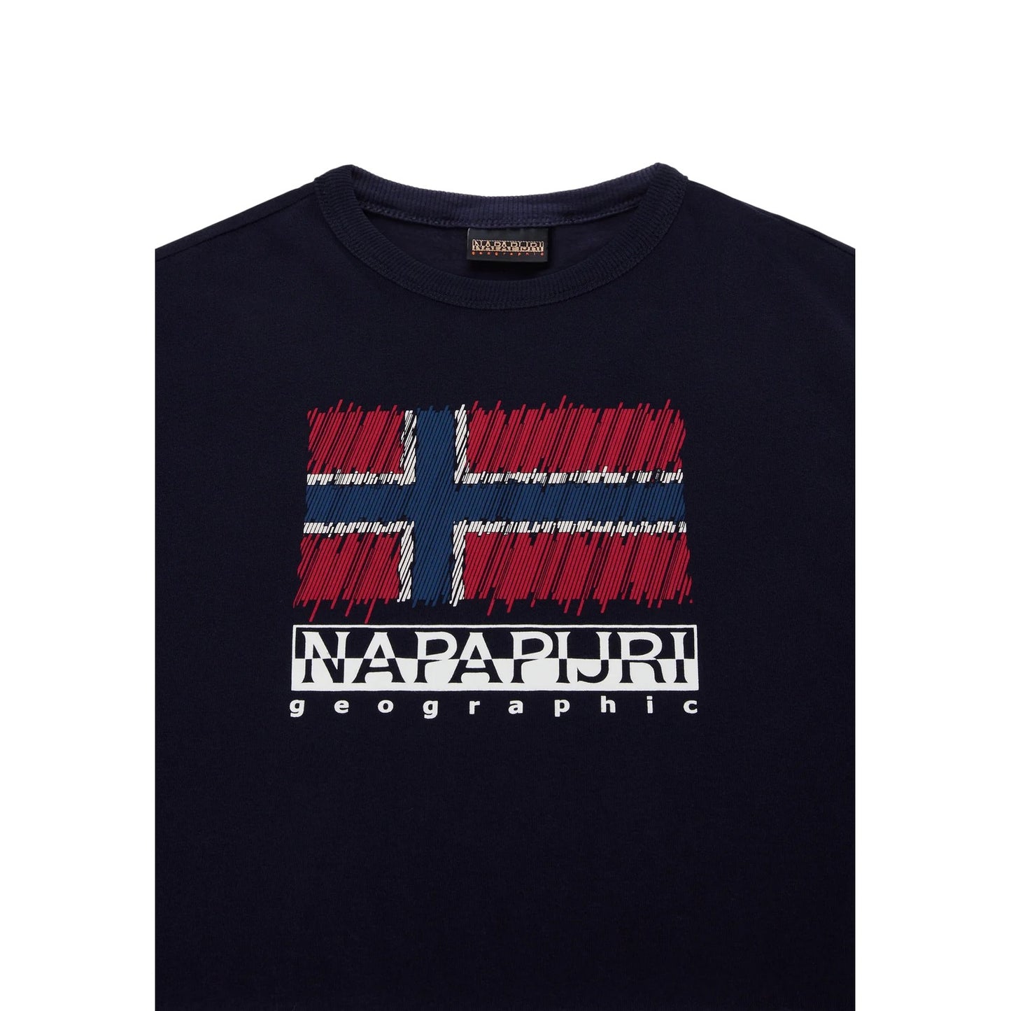 Marine Blue - Side - Napapijri Childrens-Kids Adige Flag Crew Neck T-Shirt