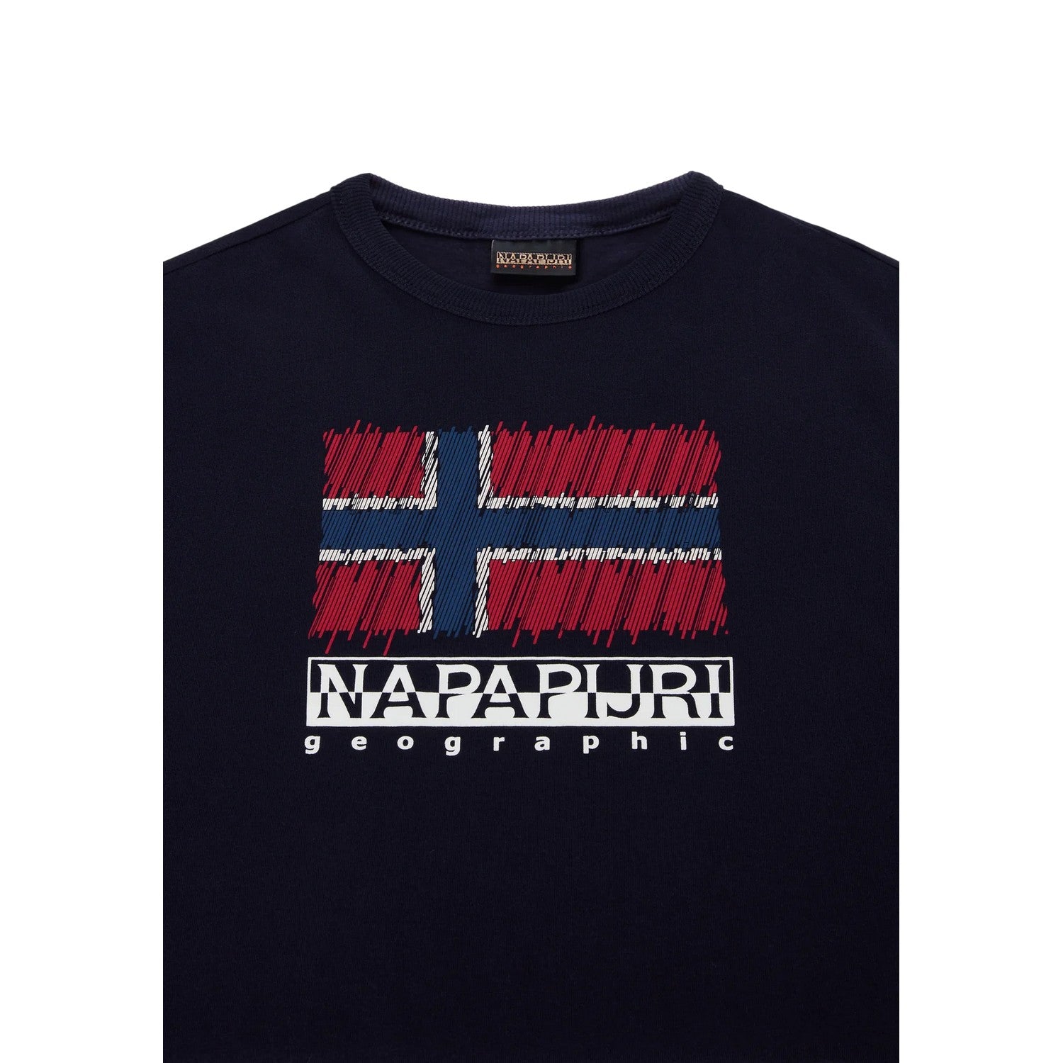 Marine Blue - Side - Napapijri Childrens-Kids Adige Flag Crew Neck T-Shirt