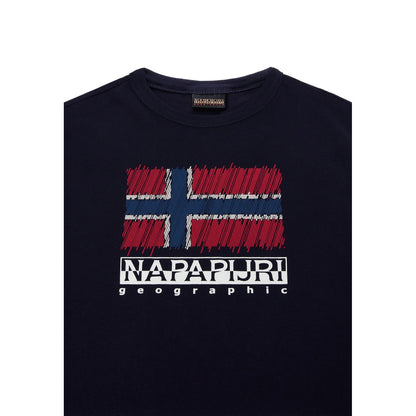 Marine Blue - Side - Napapijri Childrens-Kids Adige Flag Crew Neck T-Shirt