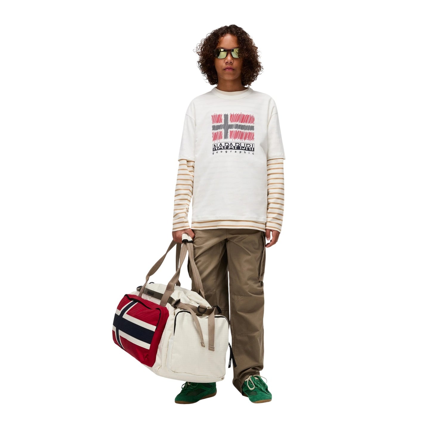 White-Red - Lifestyle - Napapijri Childrens-Kids Adige Flag Crew Neck T-Shirt