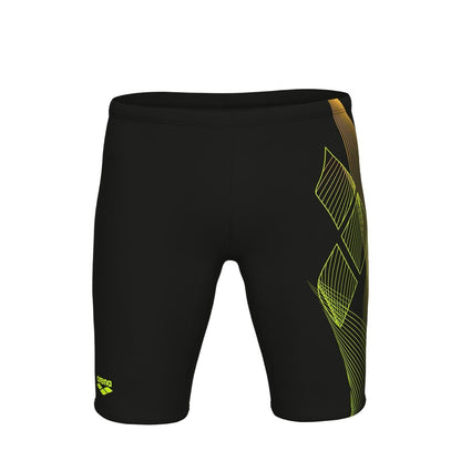 Black - Front - Arena Mens Graphic Print Swim Shorts