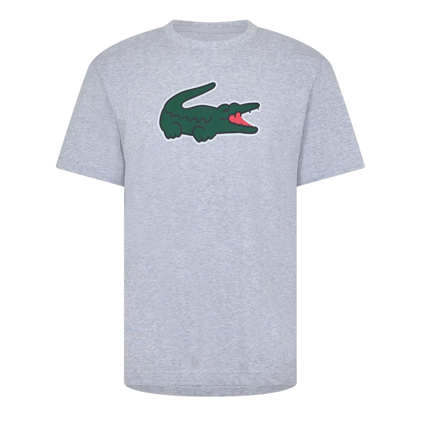 Silver-Green - Front - Lacoste Mens Crocodile Print Cotton Regular T-Shirt
