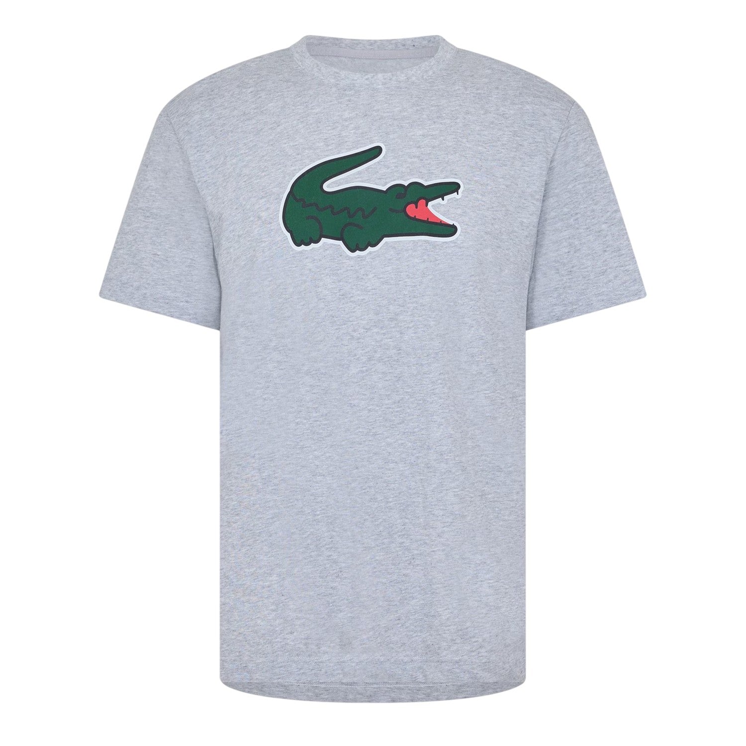Silver-Green - Front - Lacoste Mens Crocodile Print Cotton Regular T-Shirt