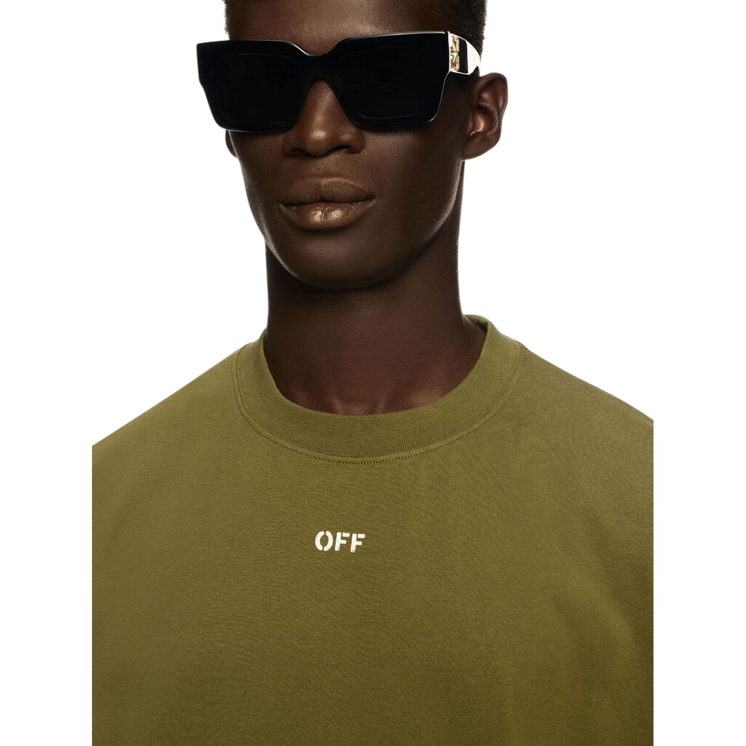 Moss-White - Side - Off White Mens Small Logo Oversized T-Shirt