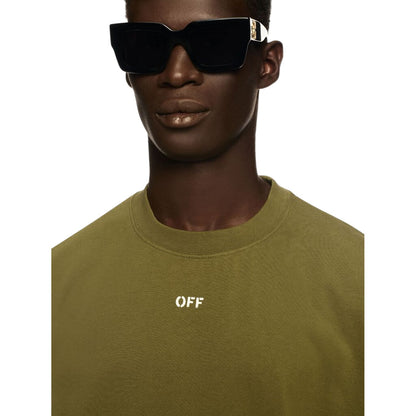 Moss-White - Side - Off White Mens Small Logo Oversized T-Shirt
