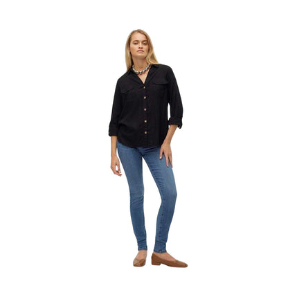 Black - Lifestyle - Vero Moda Womens-Ladies Regular Roll Sleeve Shirt