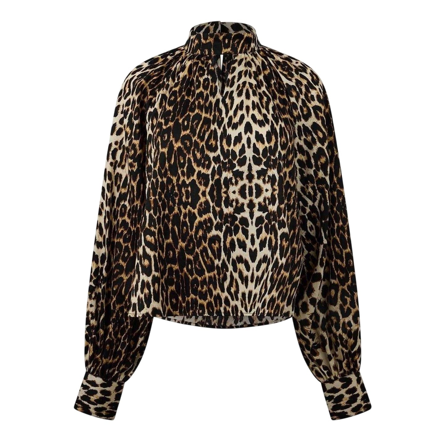Black-Beige - Back - Biba Womens-Ladies Leopard Print Balloon Sleeve Blouse