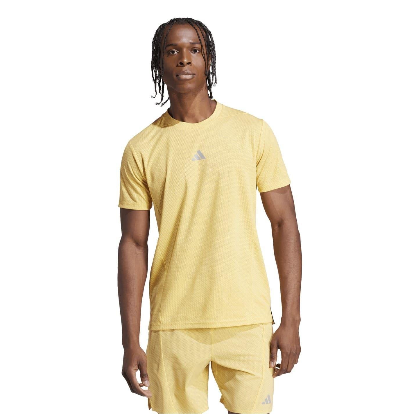 Yellow - Side - Adidas Mens Heat.Rdy Technology Slim T-Shirt