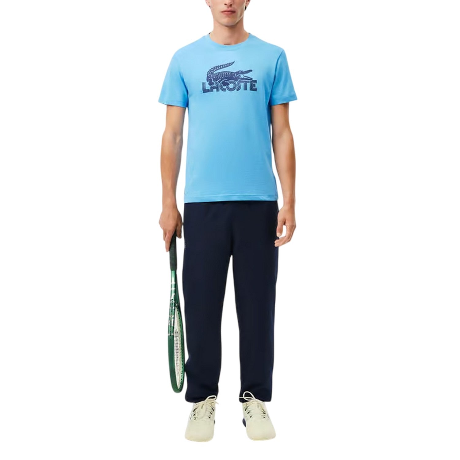 Blue - Lifestyle - Lacoste Mens Crocodile Print Cotton Regular T-Shirt