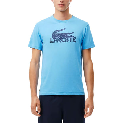 Blue - Front - Lacoste Mens Crocodile Print Cotton Regular T-Shirt