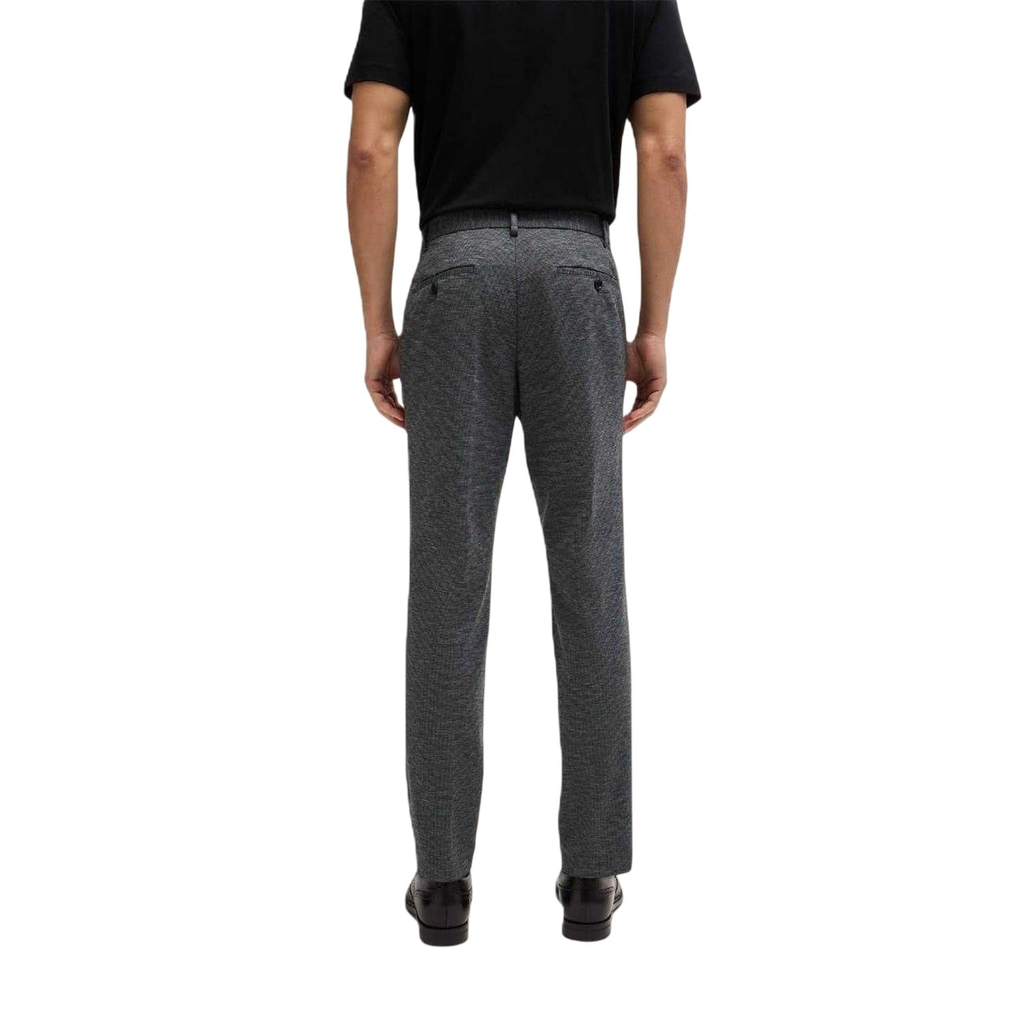 Dark Grey - Back - Boss Mens Genius Heathered Slim Chinos