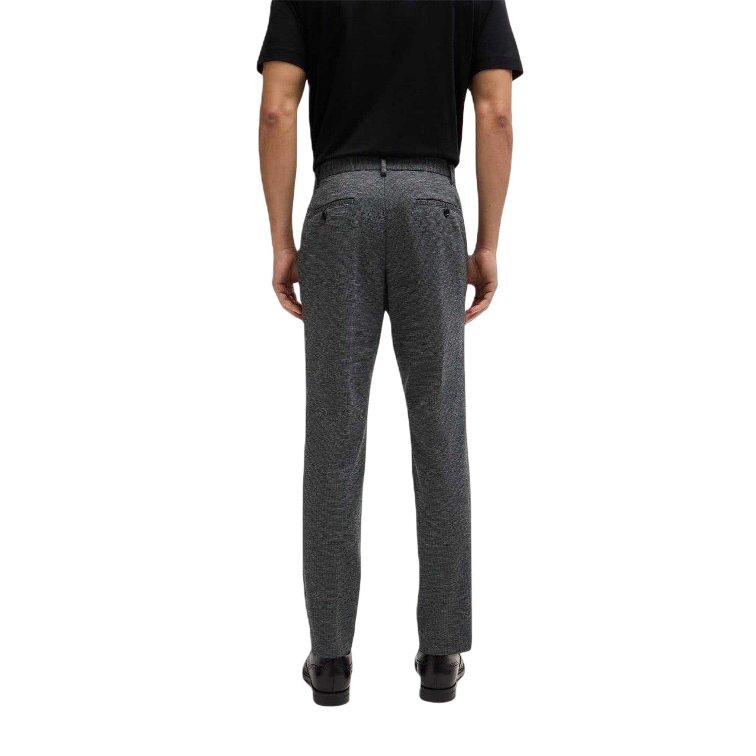 Dark Grey - Back - Boss Mens Genius Heathered Slim Chinos