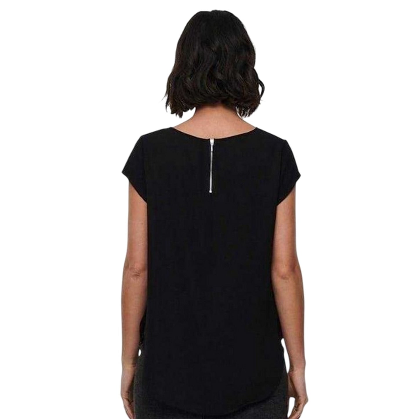 Black - Back - Only Womens-Ladies Vic Crew Neck Relaxed Fit Blouse