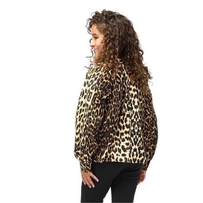 Brown-Black - Back - Biba Girls Leopard Print Balloon Sleeve Blouse