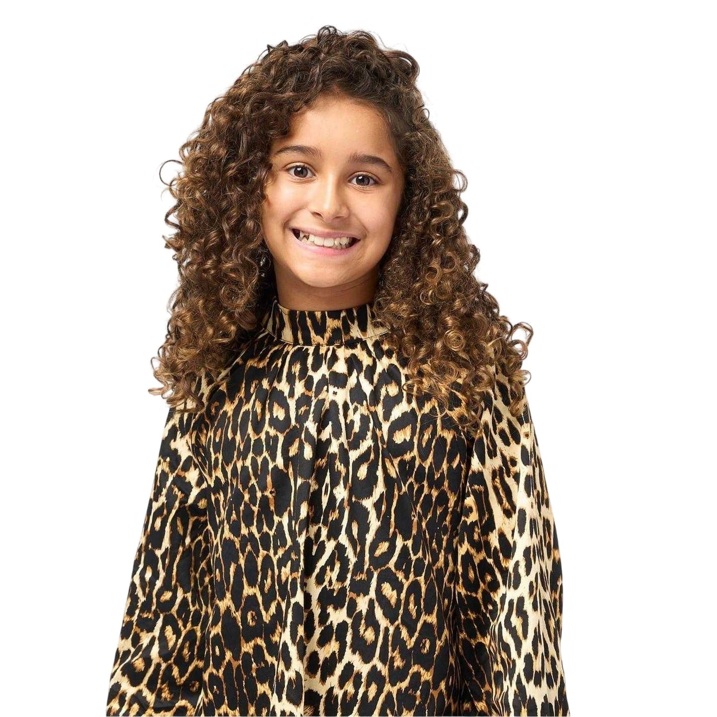 Brown-Black - Side - Biba Girls Leopard Print Balloon Sleeve Blouse