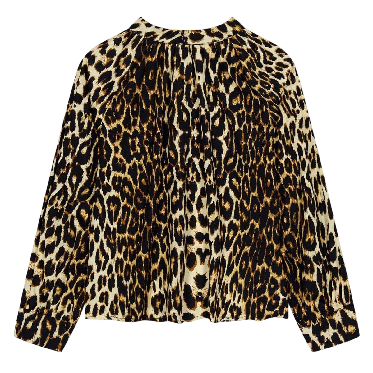 Brown-Black - Front - Biba Girls Leopard Print Balloon Sleeve Blouse