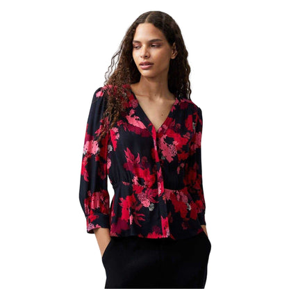 Blackout-Multicoloured - Side - French Connection Womens-Ladies Chiara V Neck Regular Blouse