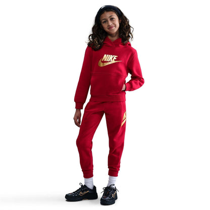 University Red - Back - Nike Childrens-Kids Text Logo Pullover Hoodie