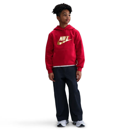 University Red - Side - Nike Childrens-Kids Text Logo Pullover Hoodie