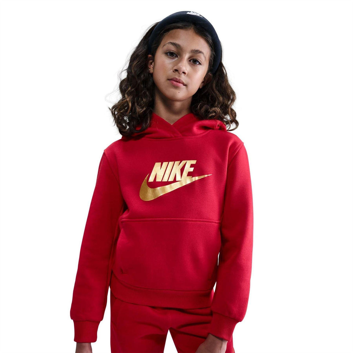 University Red - Pack Shot - Nike Childrens-Kids Text Logo Pullover Hoodie