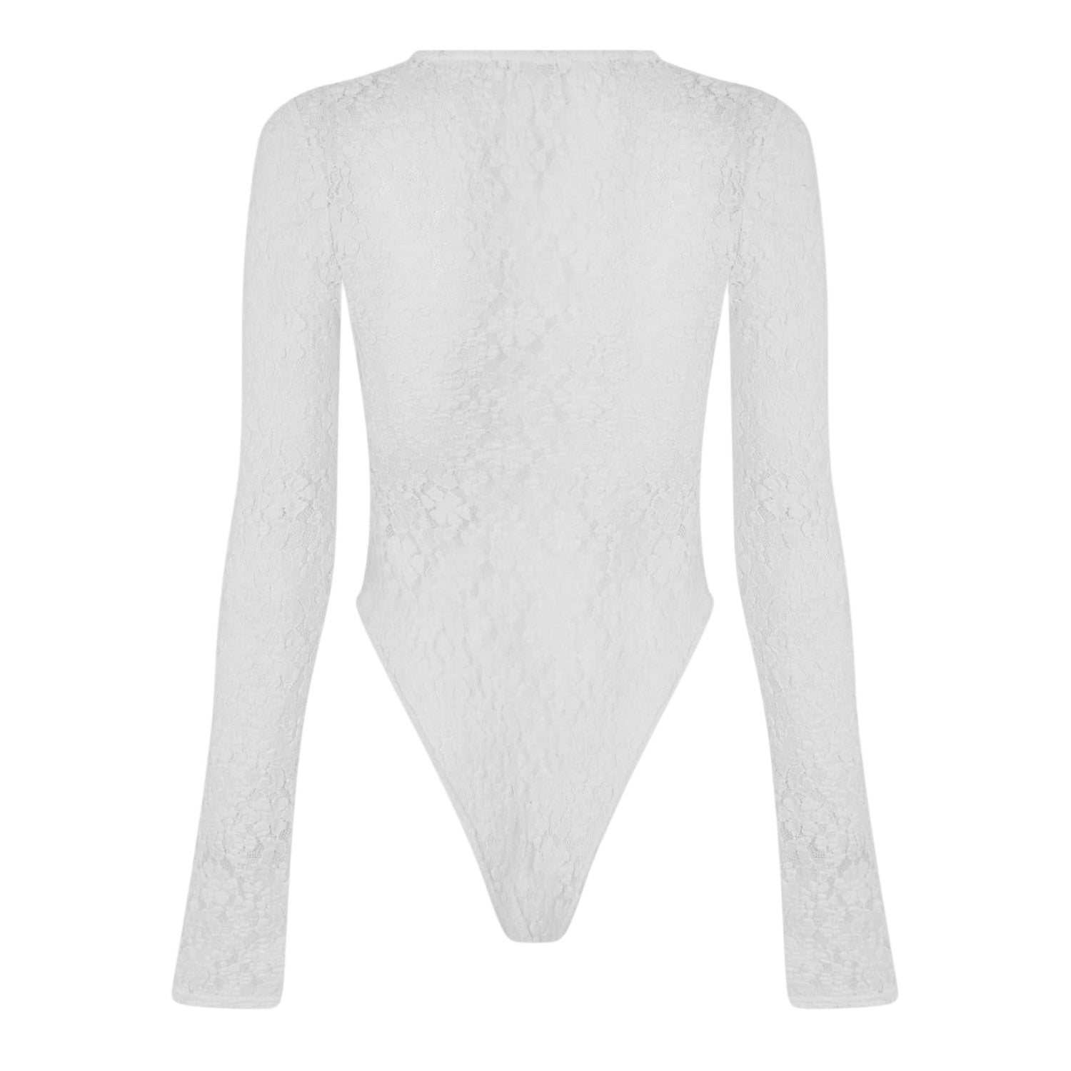 White - Back - Edited Womens-Ladies Janiya Floral Lace Fitted Bodysuit