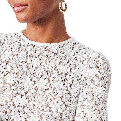 White - Lifestyle - Edited Womens-Ladies Janiya Floral Lace Fitted Bodysuit