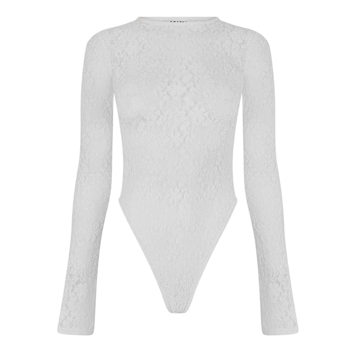 White - Front - Edited Womens-Ladies Janiya Floral Lace Fitted Bodysuit