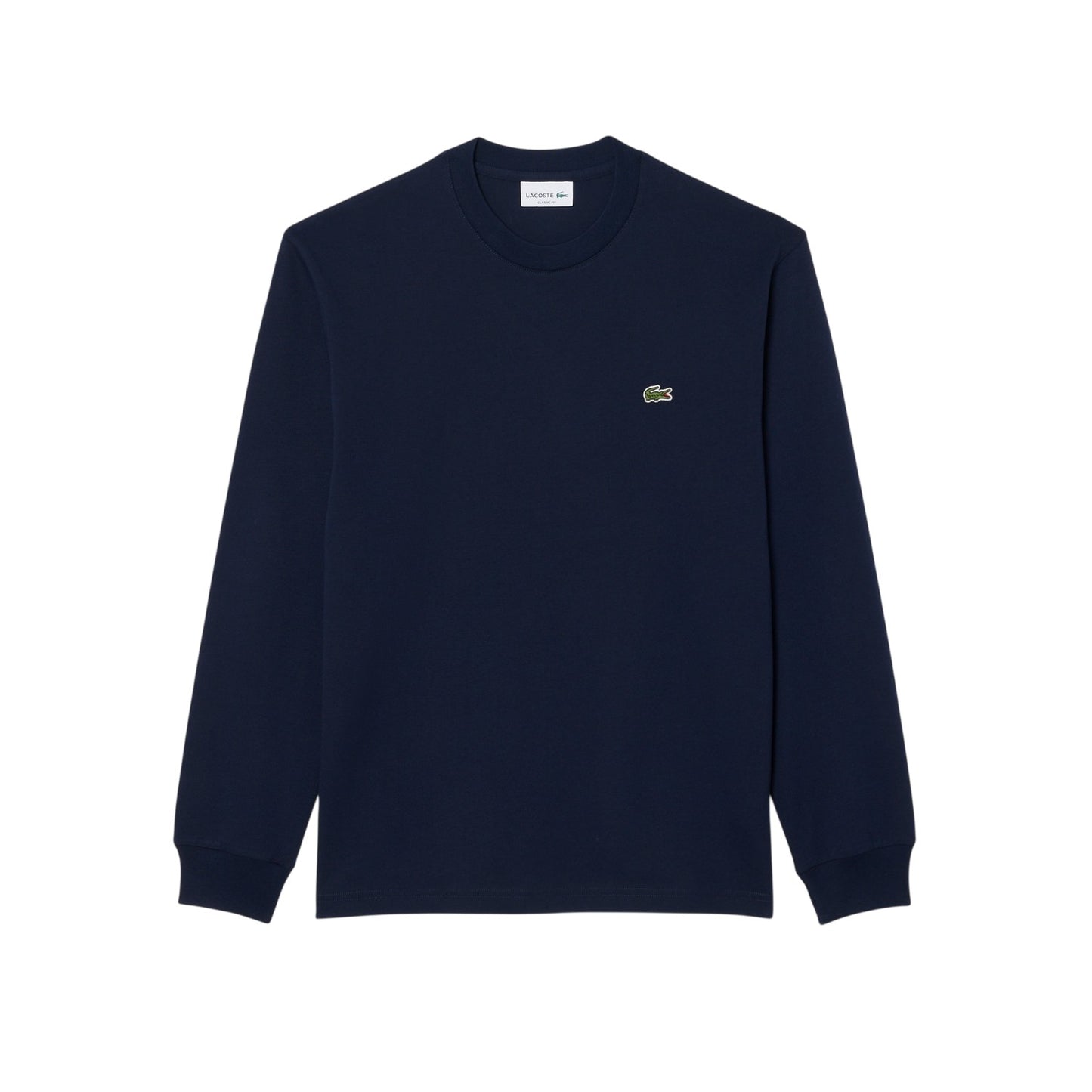 Navy - Front - Lacoste Mens Crocodile Print Cotton Regular Long-Sleeved T-Shirt