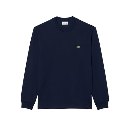 Navy - Front - Lacoste Mens Crocodile Print Cotton Regular Long-Sleeved T-Shirt