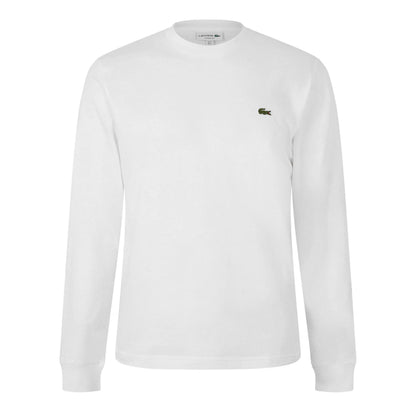 White - Front - Lacoste Mens Crocodile Print Cotton Regular Long-Sleeved T-Shirt