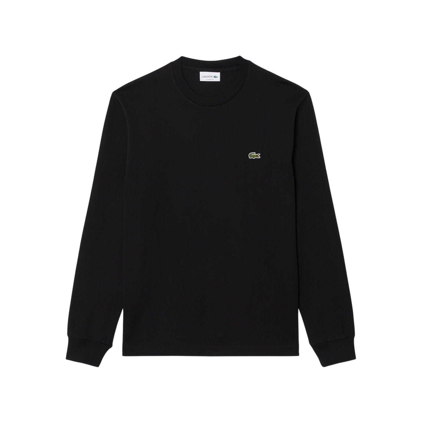Black - Front - Lacoste Mens Crocodile Print Cotton Regular Long-Sleeved T-Shirt