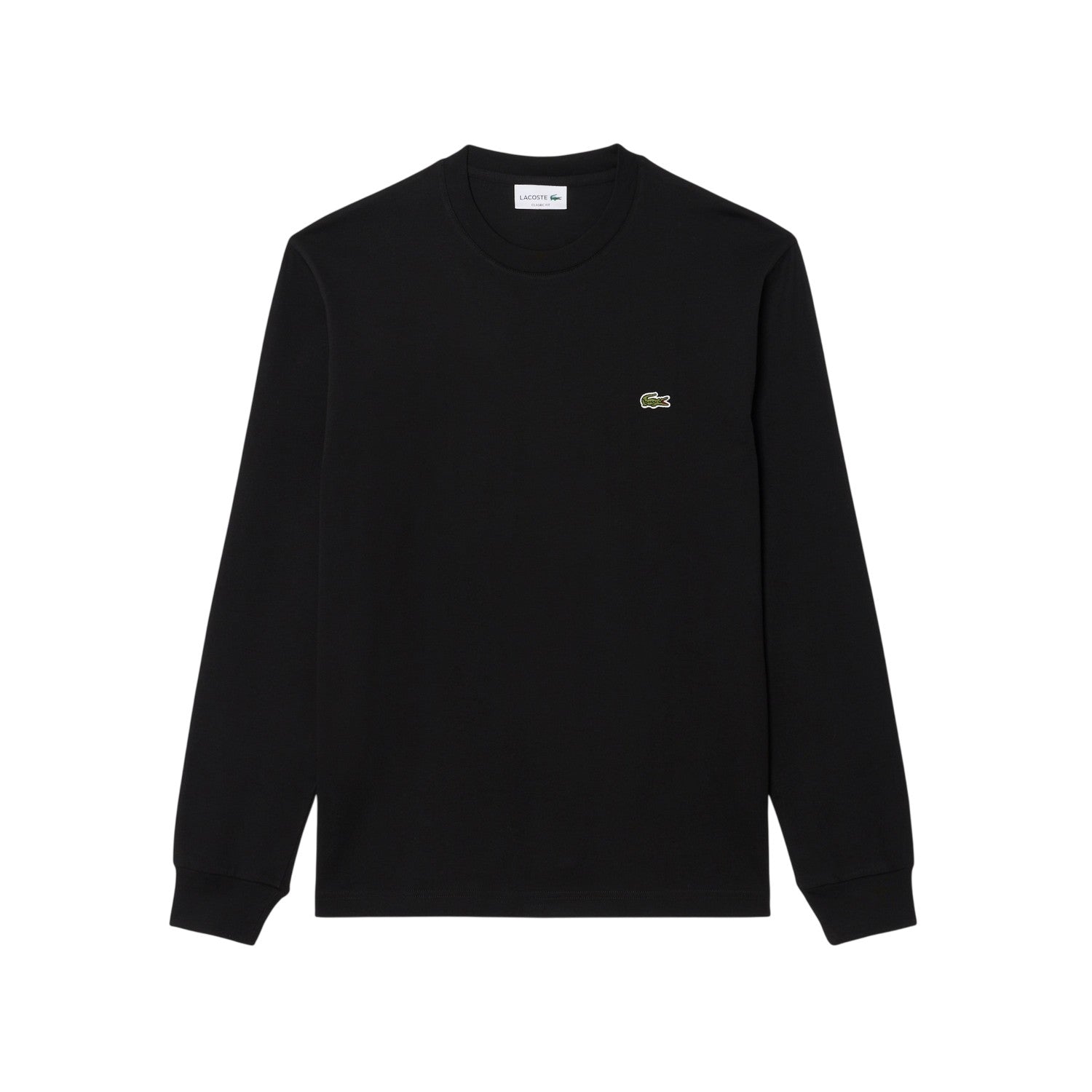 Black - Front - Lacoste Mens Crocodile Print Cotton Regular Long-Sleeved T-Shirt
