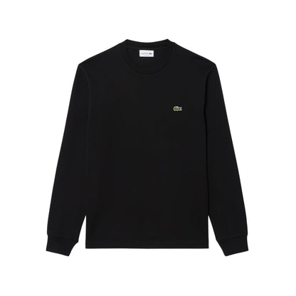 Black - Front - Lacoste Mens Crocodile Print Cotton Regular Long-Sleeved T-Shirt