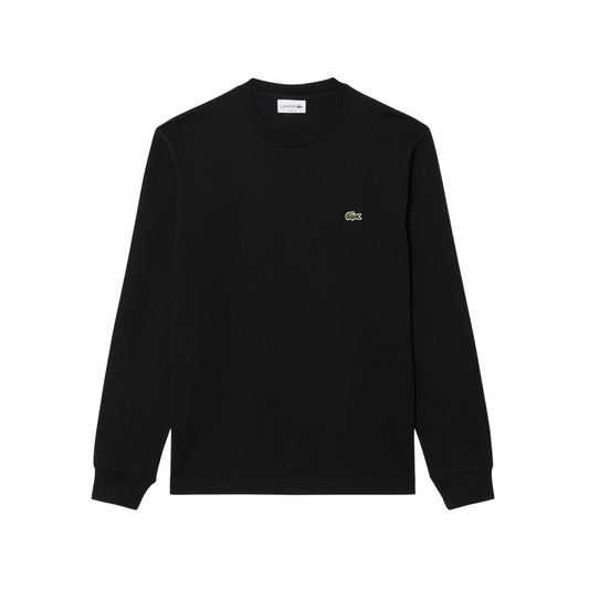 Black - Front - Lacoste Mens Crocodile Print Cotton Regular Long-Sleeved T-Shirt
