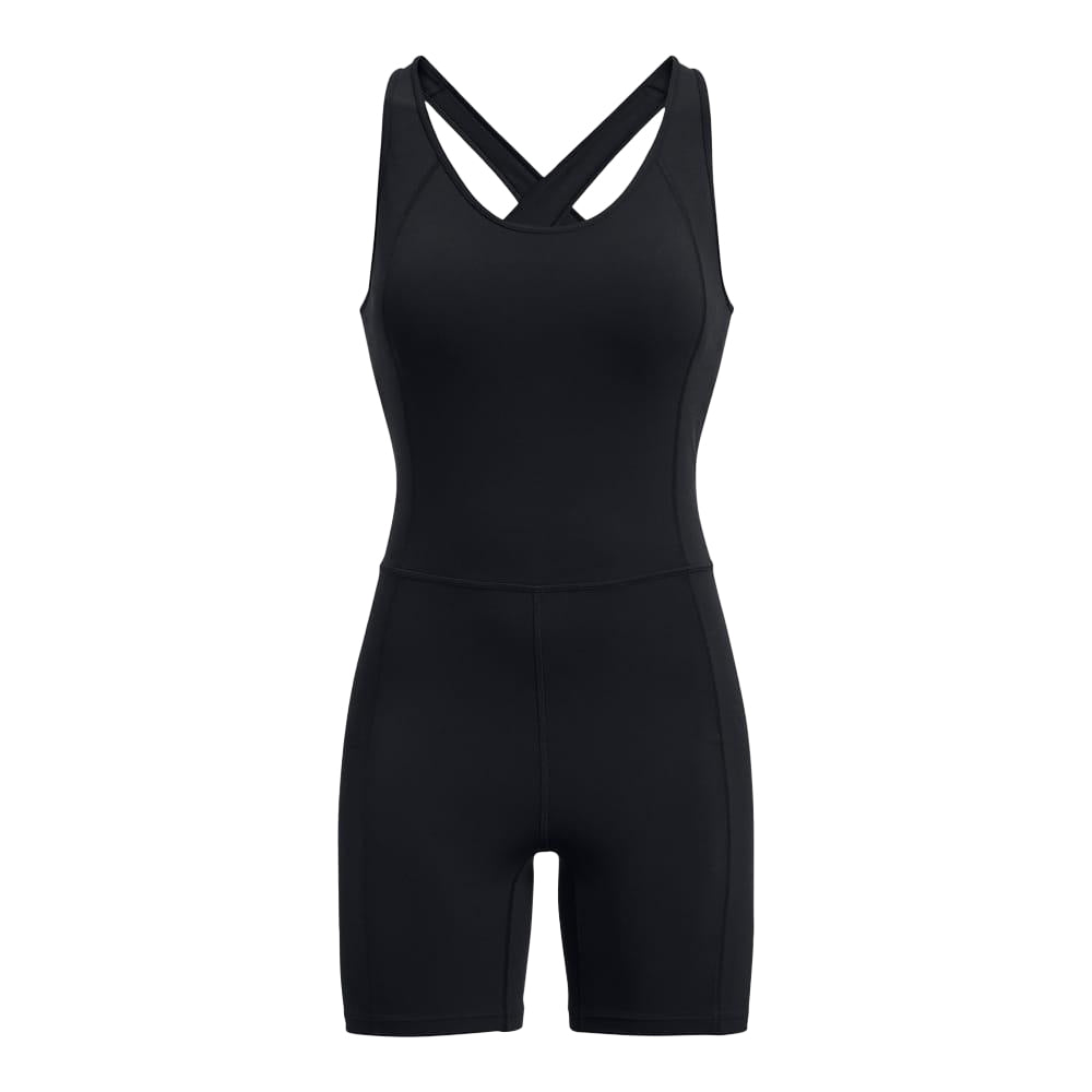 Black - Front - Under Armour Womens-Ladies Meridian Short Bodysuit