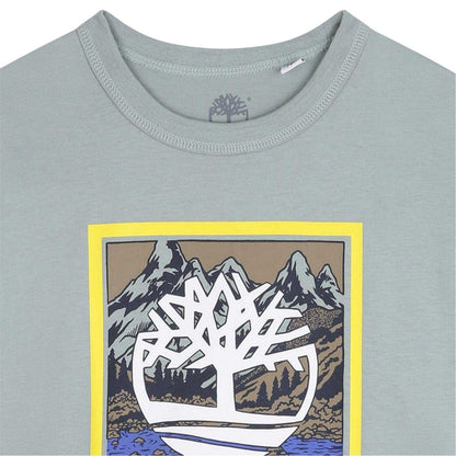 Grey - Side - Timberland Boys Mountain Logo T-Shirt