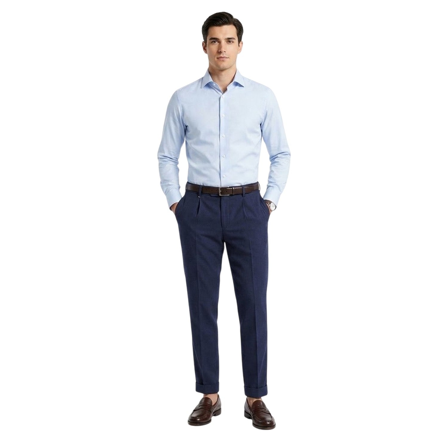 Blue - Back - Boss Mens Genius Pleated Chinos