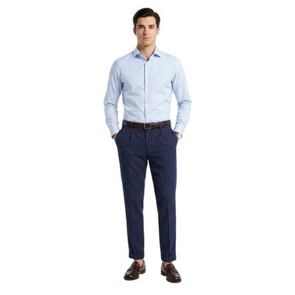 Blue - Back - Boss Mens Genius Pleated Chinos