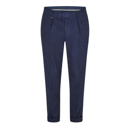 Blue - Front - Boss Mens Genius Pleated Chinos