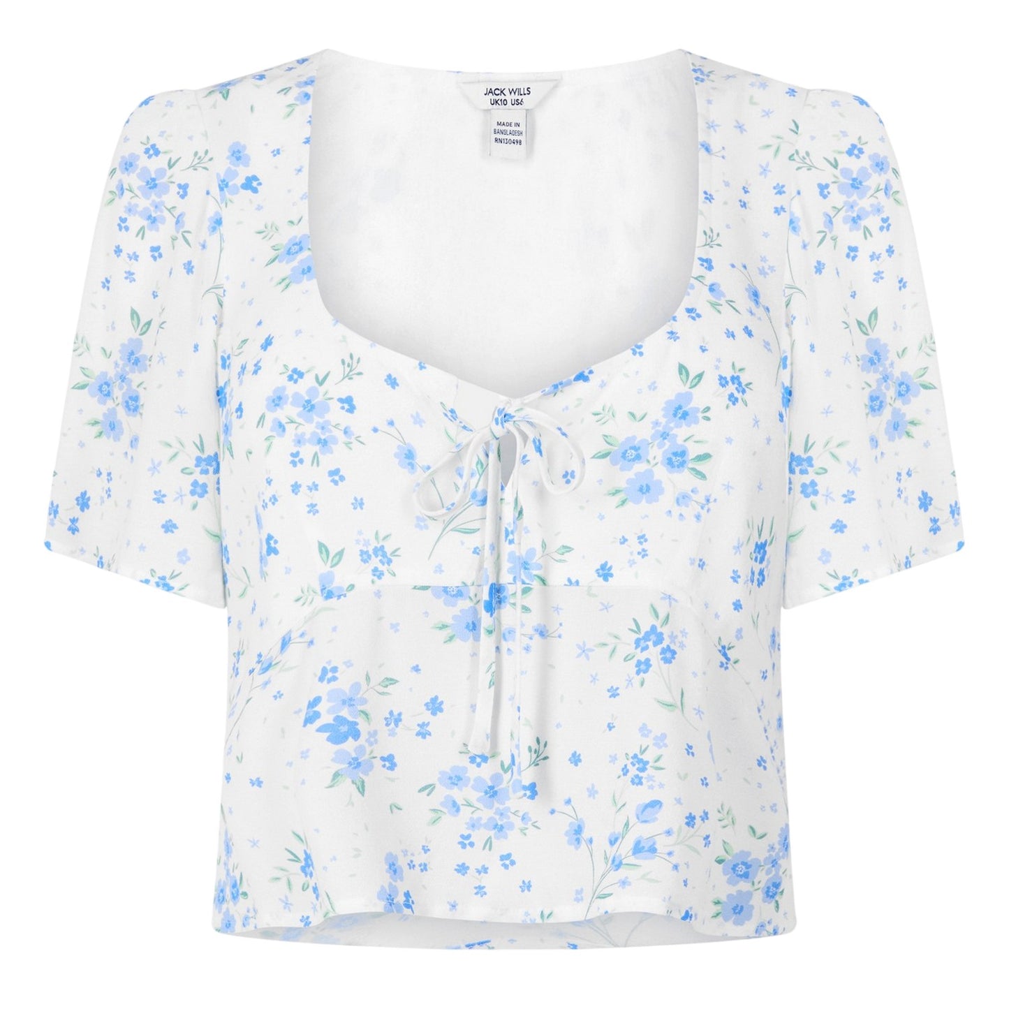 White - Front - Jack Wills Womens-Ladies Keyhole Regular Short-Sleeved Blouse