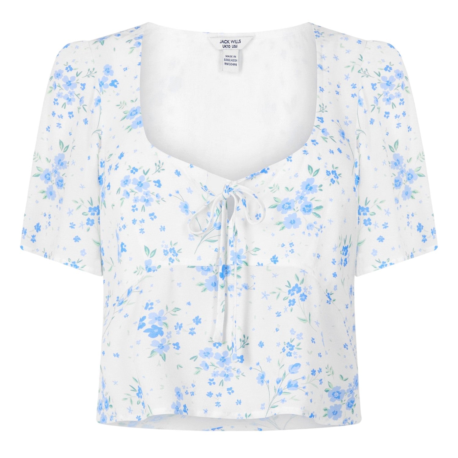 White - Front - Jack Wills Womens-Ladies Keyhole Regular Short-Sleeved Blouse